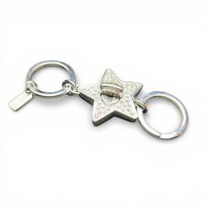 Vintage COACH Swarovski Crystal Star Bag Charm Key Fob Silver turnlock Valet